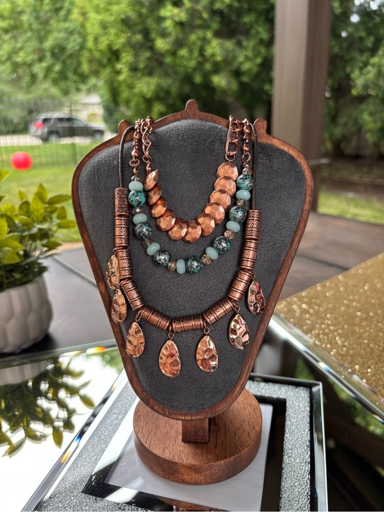 Premier Designs Jewelry - Premier Designs Prestley multistrand necklace copper discs and turquoise beads